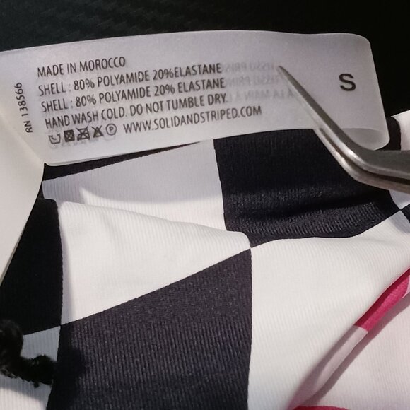 NEW Solid & Striped Iris‎ Reversible Bikini Bottoms Checkered Wht/Blk/Pink S - Picture 8 of 10